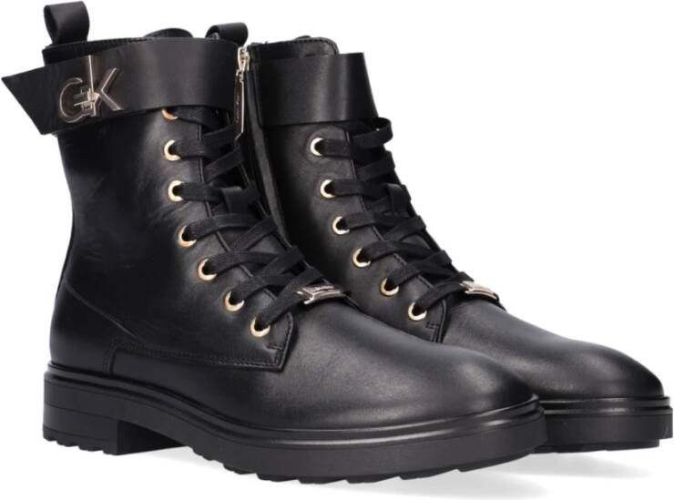 Calvin Klein Zwarte Cleat Biker Laarzen Black Dames