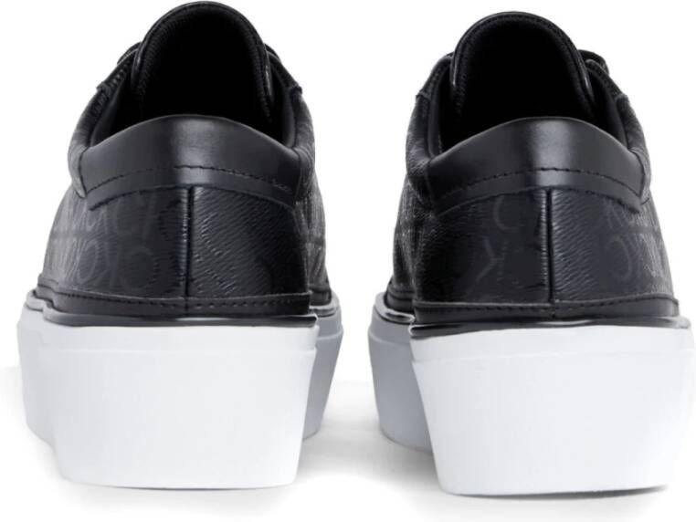 Calvin Klein Zwarte Lace-Up Flatform Sneakers Black Dames