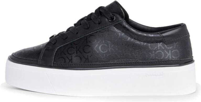 Calvin Klein Zwarte Lace-Up Flatform Sneakers Black Dames