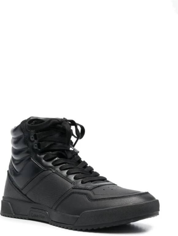 Calvin Klein Zwarte leren hoge sneakers Black Heren