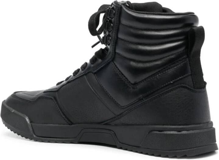 Calvin Klein Zwarte leren hoge sneakers Black Heren