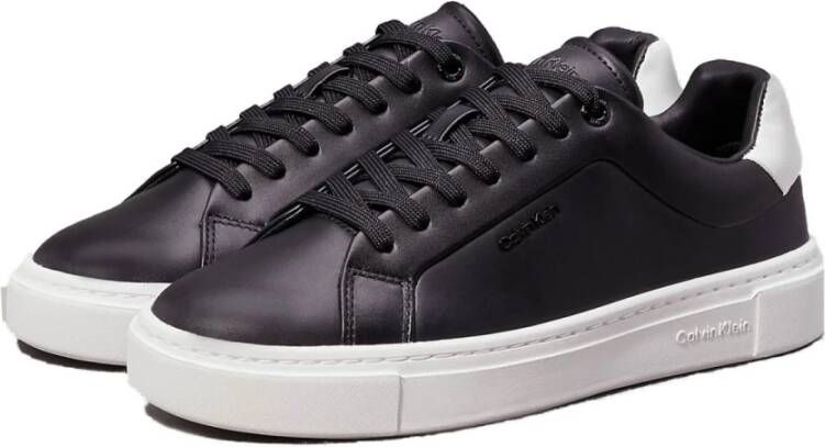 Calvin Klein Zwarte leren lage sneakers Black Dames