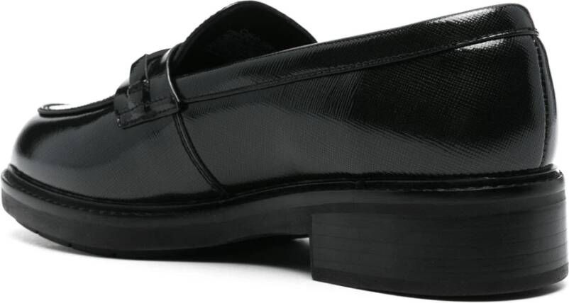 Calvin Klein Zwarte leren Loafer Flats Black Dames