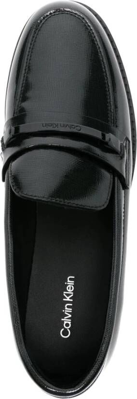 Calvin Klein Zwarte leren Loafer Flats Black Dames