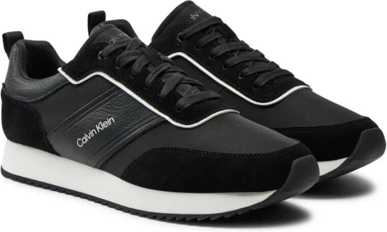 Calvin Klein Zwarte leren sneakers Black Heren