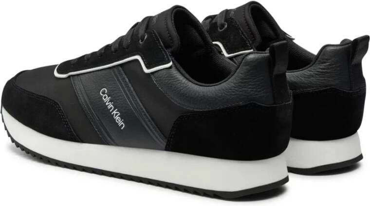 Calvin Klein Zwarte leren sneakers Black Heren