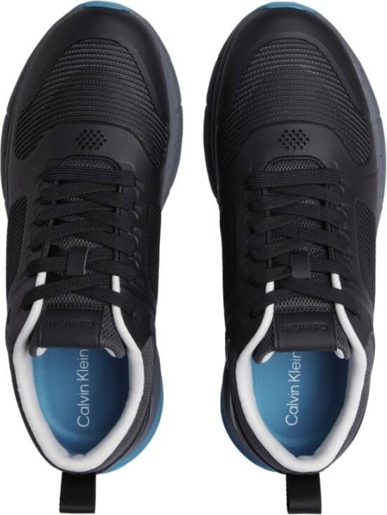 Calvin Klein Zwarte Mesh Veterschoenen Black Heren