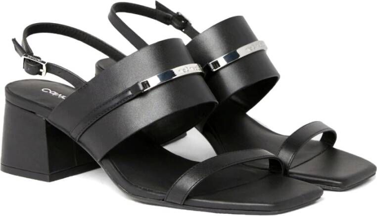 Calvin Klein Zwarte platte sandalen voor vrouwen Black Dames