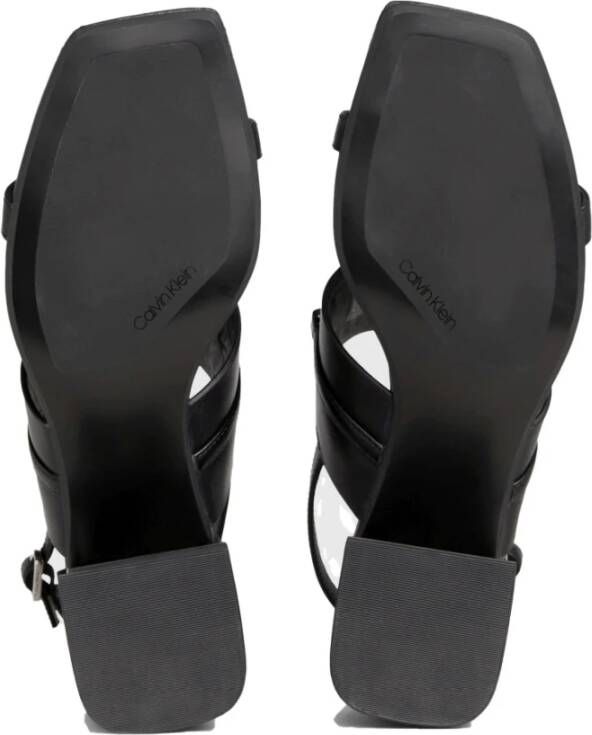 Calvin Klein Zwarte platte sandalen voor vrouwen Black Dames