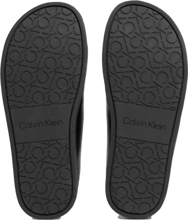 Calvin Klein Zwarte Slide Slippers voor Vrouwen Black Dames
