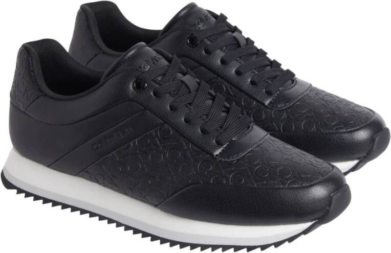 Calvin Klein Zwarte Vetersneakers Black Dames