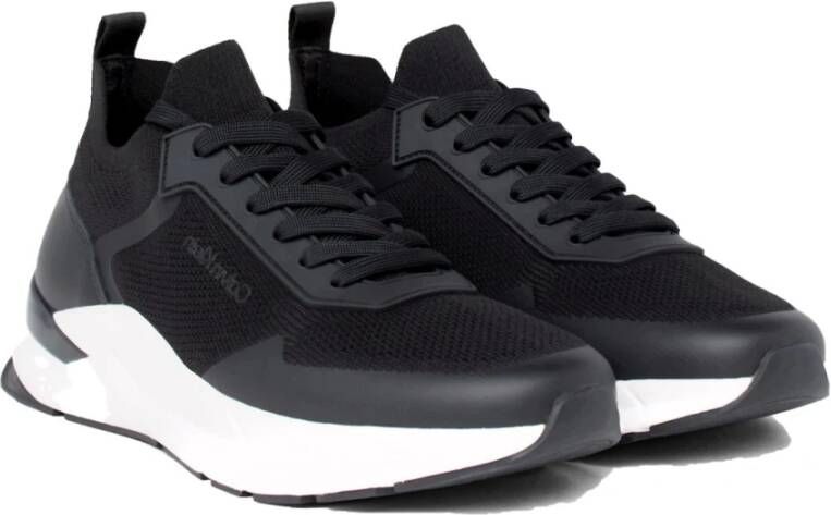 Calvin Klein Zwarte Vetersneakers Mix Vrije Tijd Black Heren