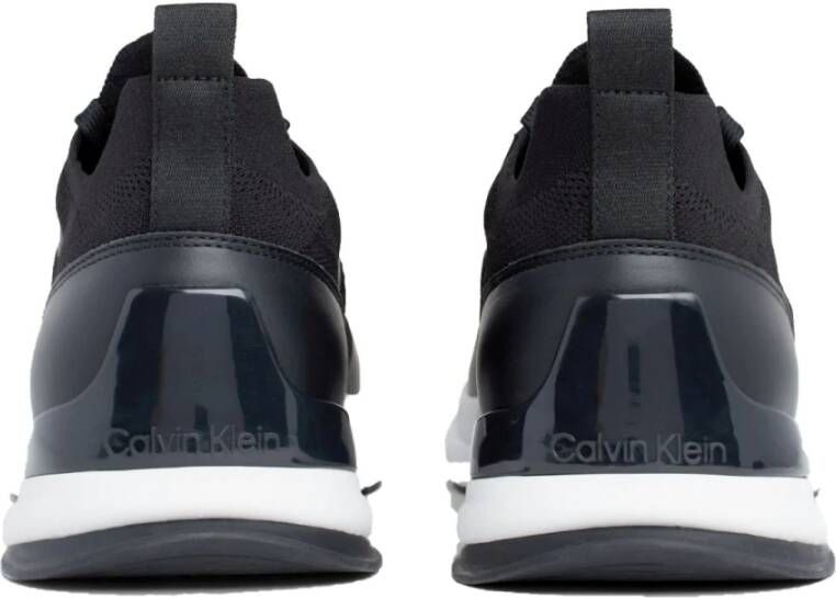 Calvin Klein Zwarte Vetersneakers Mix Vrije Tijd Black Heren