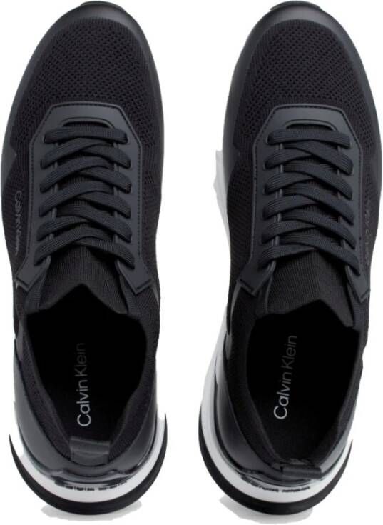 Calvin Klein Zwarte Vetersneakers Mix Vrije Tijd Black Heren