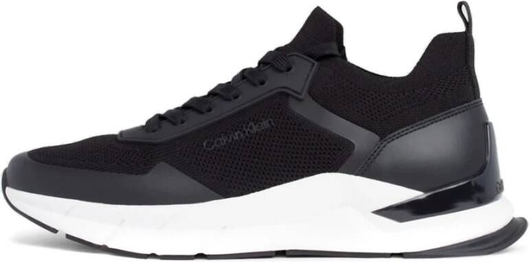 Calvin Klein Zwarte Vetersneakers Mix Vrije Tijd Black Heren