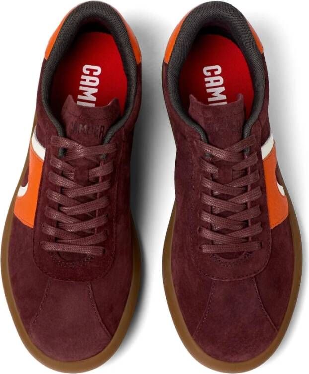 Camper Bordeaux Sneakers met Oranje en Witte Details Red Dames