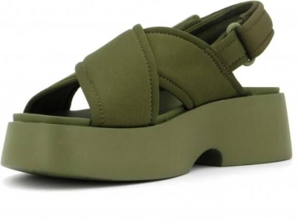 Camper Groene Stoffen Sandaal Klittenbandsluiting Green Dames