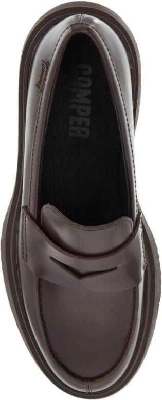 Camper Loafers van geborsteld leer met rubberen logo Brown Dames