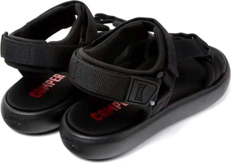 Camper Zwarte platte sandalen voor mannen Black Heren