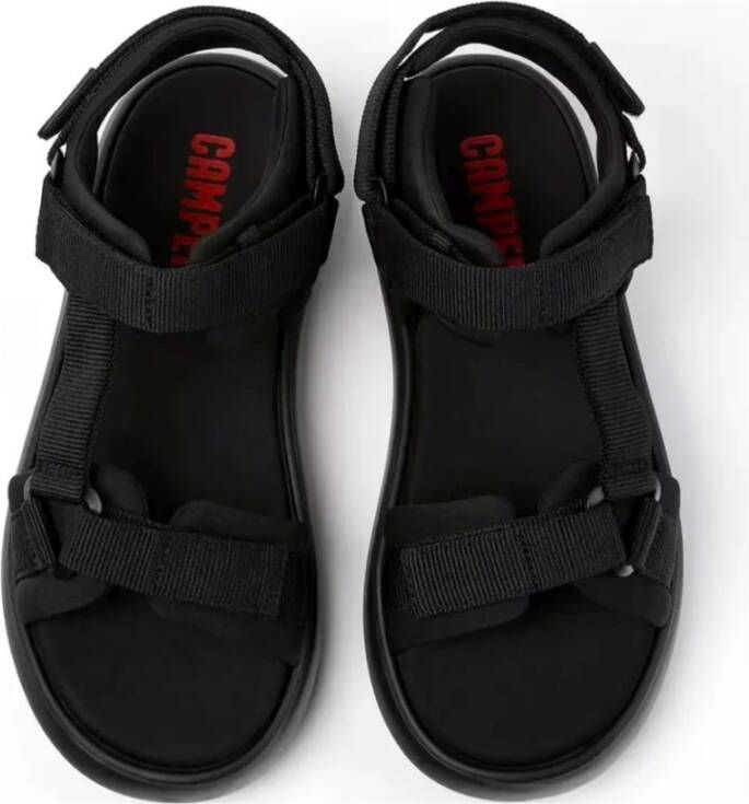 Camper Zwarte platte sandalen voor mannen Black Heren