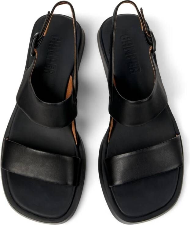 Camper Zwarte platte sandalen voor vrouwen Black Dames