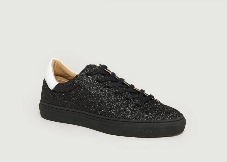 Canal Saint Martin Zwarte Glitter Leren Sneakers Black Dames