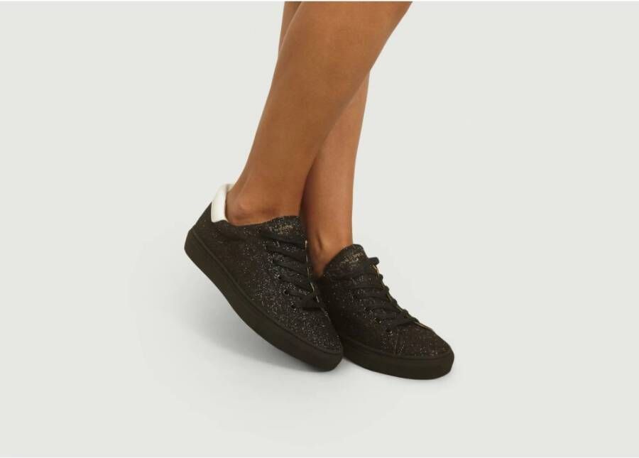 Canal Saint Martin Zwarte Glitter Leren Sneakers Black Dames