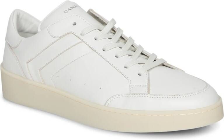 Canali Witte Leren Sneakers met Verhoogde Zool White Heren