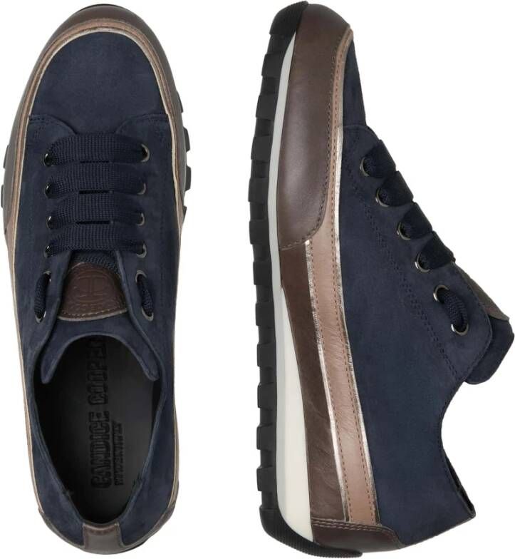 Candice Cooper Buffed leather and suede sneakers Janis Strip Chic Blue Dames