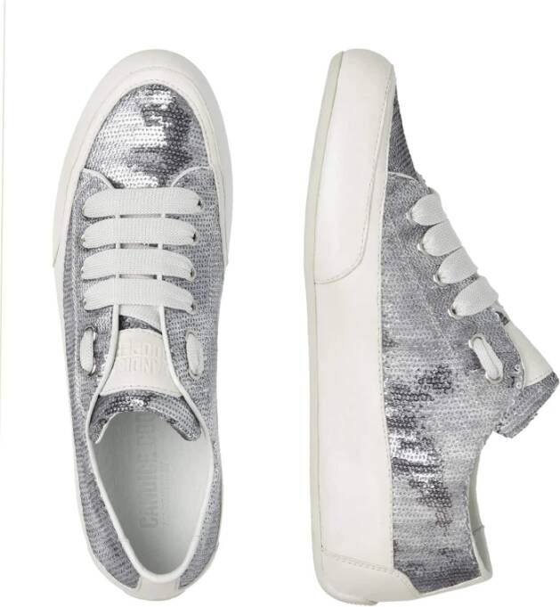 Candice Cooper Buffed leather sneakers and sequins Rock Chic Paillettes Gray Dames