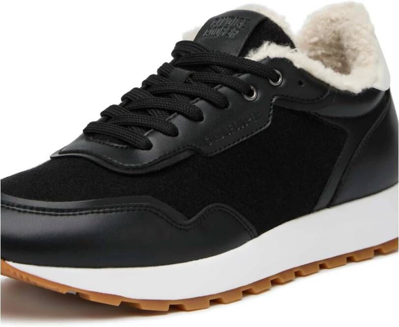 Candice Cooper Faux leather and fabric sneakers Plume FUR U. Black Heren