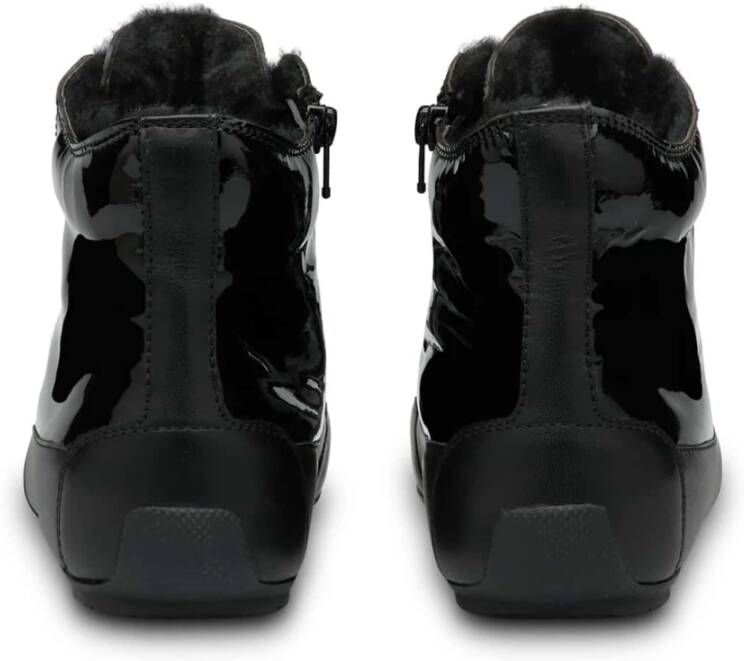 Candice Cooper High top leather and patent leather sneakers Plus FUR Black Dames