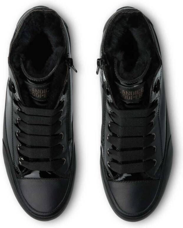 Candice Cooper High top leather and patent leather sneakers Plus FUR Black Dames