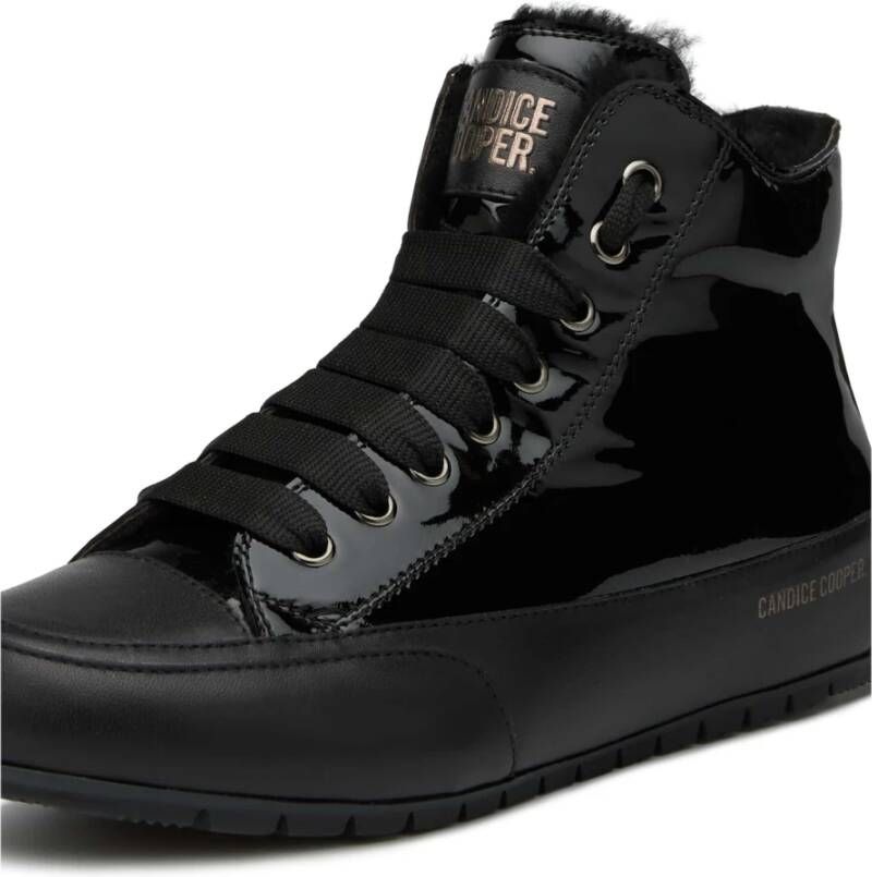 Candice Cooper High top leather and patent leather sneakers Plus FUR Black Dames