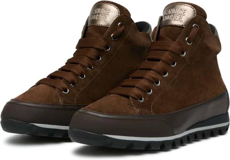 Candice Cooper High top leather and suede sneakers Runlo High DRY Brown Dames