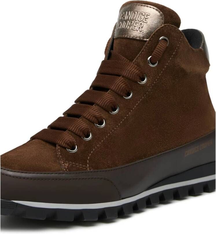 Candice Cooper High top leather and suede sneakers Runlo High DRY Brown Dames