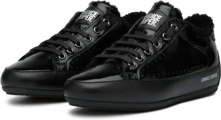 Candice Cooper Leather and patent leather sneakers Dafne FUR Black Dames