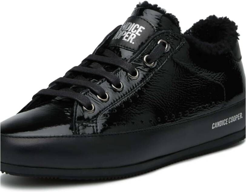 Candice Cooper Leather and patent leather sneakers Dafne FUR Black Dames