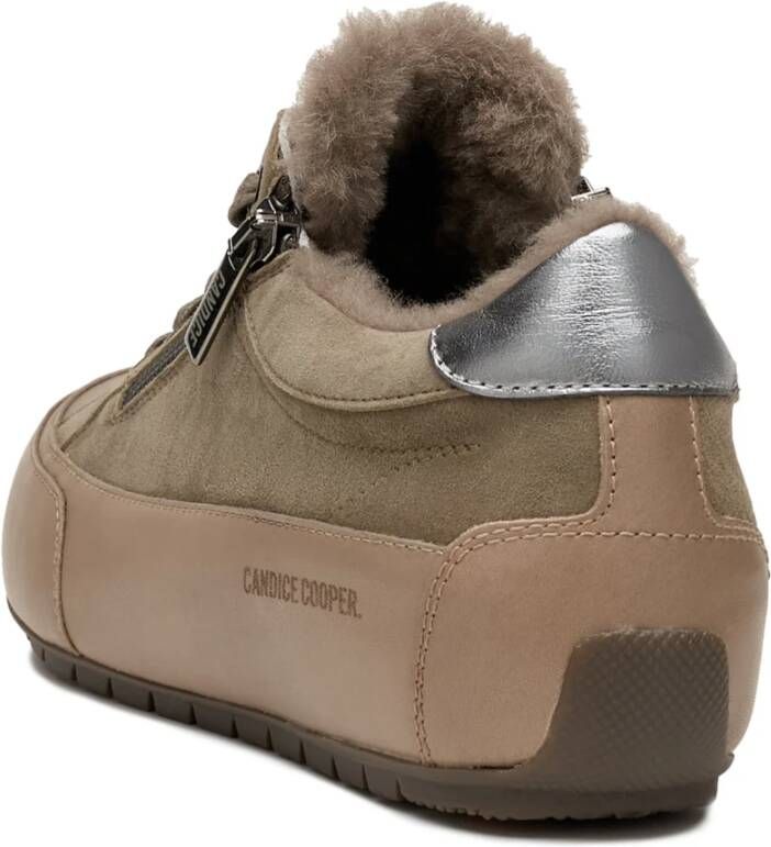 Candice Cooper Leather and suede sneakers with zip Rock Deluxe ZIP FUR Green Dames