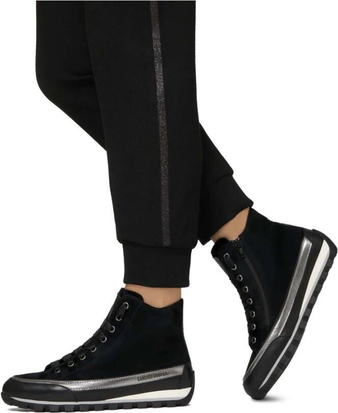 Candice Cooper Leather and velour ankle sneakers Janis Strip Plus Chic Black Dames