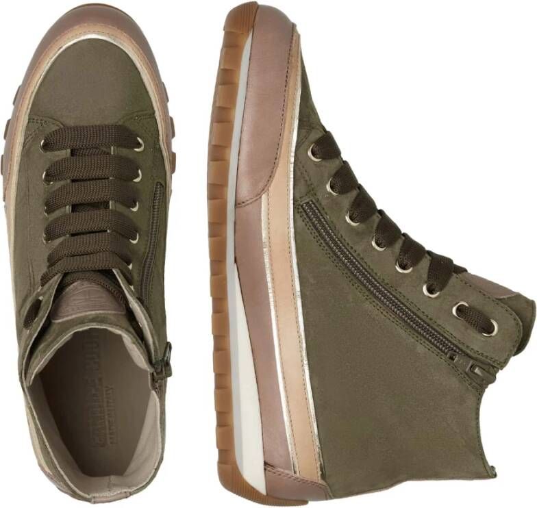 Candice Cooper Leather and velour ankle sneakers Janis Strip Plus Chic Green Dames