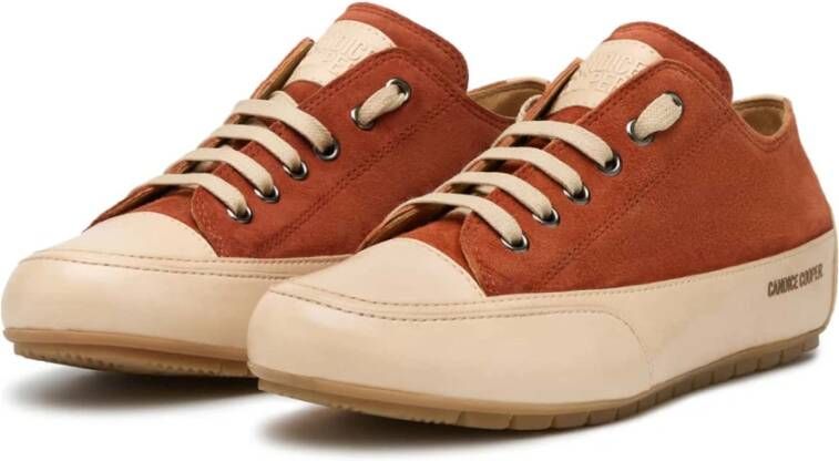 Candice Cooper Leather and velour sneakers Rock Orange Dames