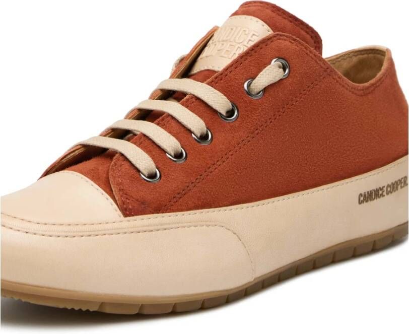 Candice Cooper Leather and velour sneakers Rock Orange Dames