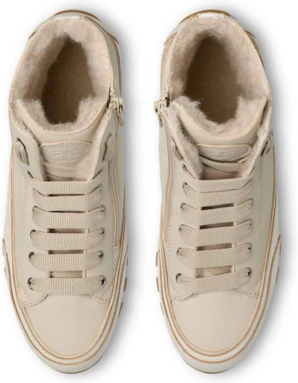 Candice Cooper Leather ankle sneaker Janis Strip Plus Chic FUR Beige Dames