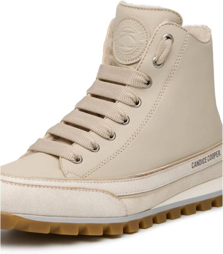 Candice Cooper Leather ankle sneaker Janis Strip Plus Chic FUR Beige Dames