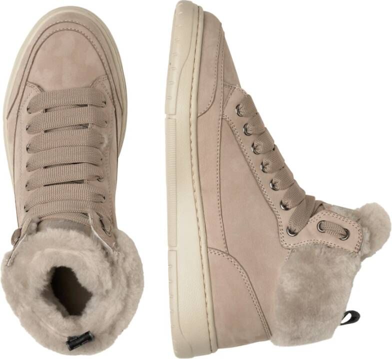 Candice Cooper Nubuck leather and shearling ankle sneakers Vela MID FUR Brown Dames