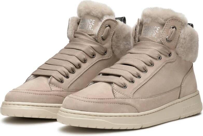 Candice Cooper Nubuck leather and shearling ankle sneakers Vela MID FUR Brown Dames