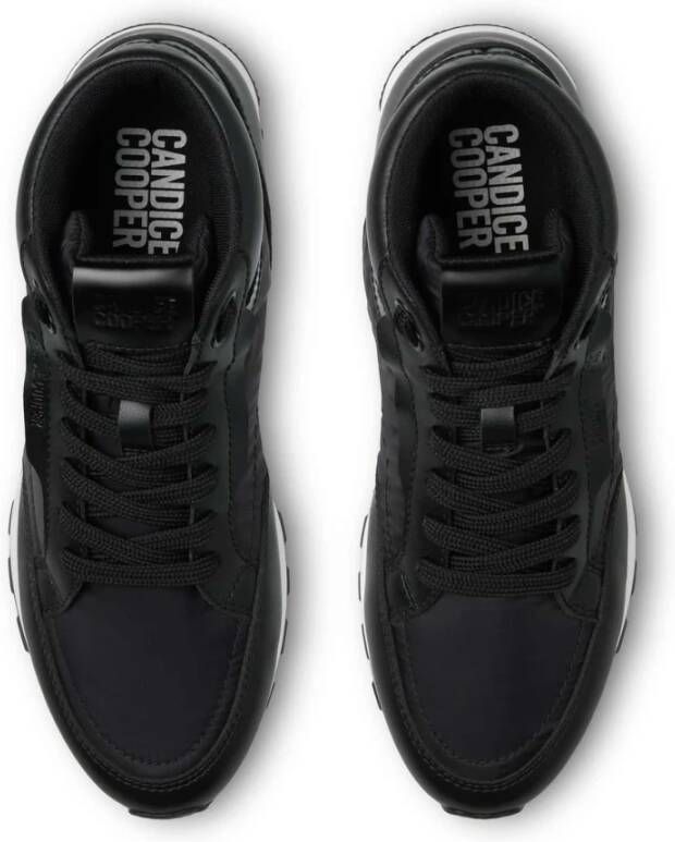 Candice Cooper Sneakers in faux leather and technical fabric Plume Mid. Black Dames