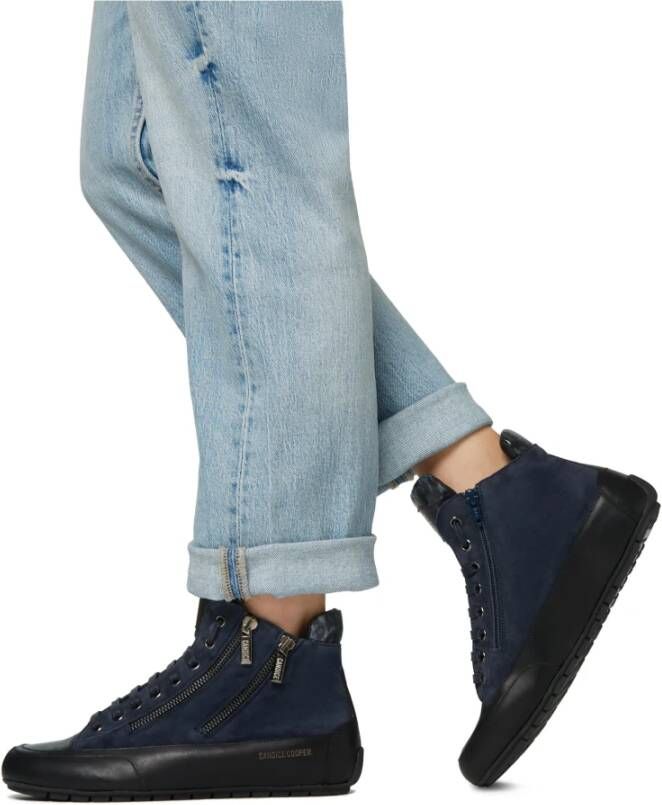 Candice Cooper Suede and nappa leather ankle sneakers Lucia ZIP Blue Dames