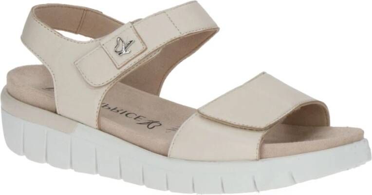 Caprice Beige Casual Open Platte Sandalen Beige Dames